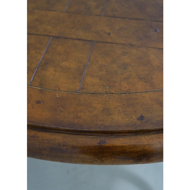 1980s Round Leather Top Metal Base Coffee Table For Sale - Image 5 of 13