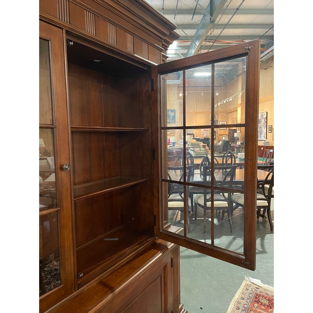 Ethan Allen Cherry Breakfront Display Cabinet – 2 Piece For Sale In New York - Image 6 of 11