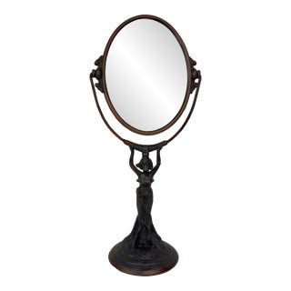 Art Nouveau Figural Lady Vanity Mirror For Sale