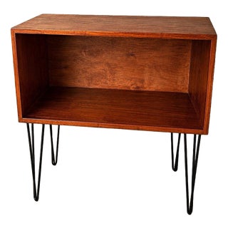 Mid-Century Modern Teak Open Media Cabinet on Hairpin Legs For Sale
