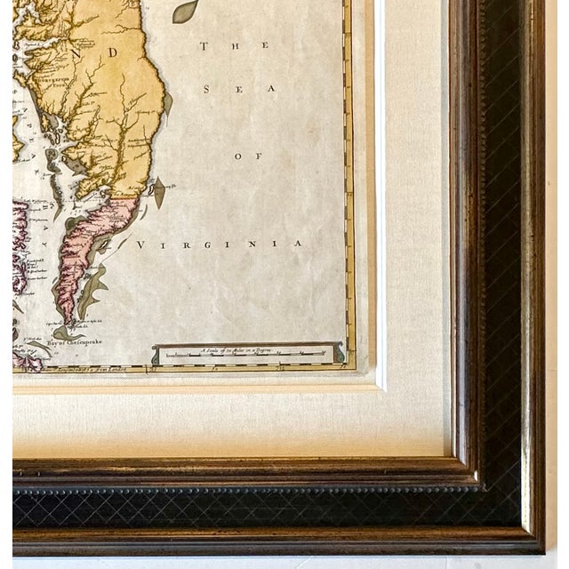 Antique White Chesapeake Bay: Virginia, Maryland, Pennsylvania & New Jersey Original Map by Senex, 1721 For Sale - Image 8 of 8