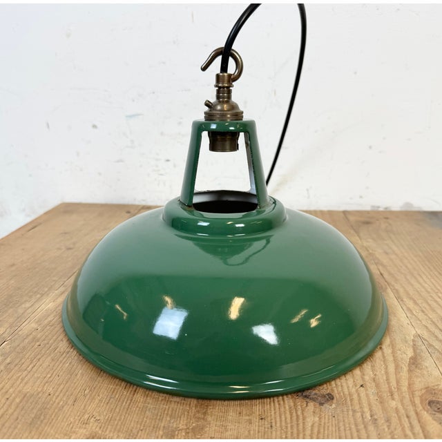 Industrial Green Enamel Factory Pendant Lamp, 1960s For Sale - Image 12 of 18