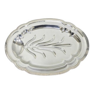 Vintage English Regency Silver Plated Meat Cutlery Serving Platter Tray by Lb For Sale