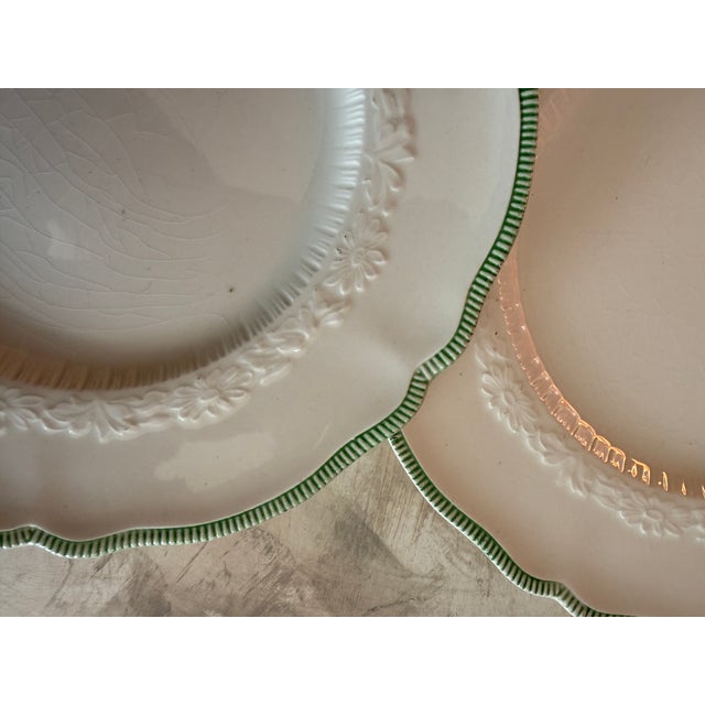 Johnson Brothers Vintage Green and White Johnson Bros Old Staffordshire Plates - Set of 2 For Sale - Image 4 of 10