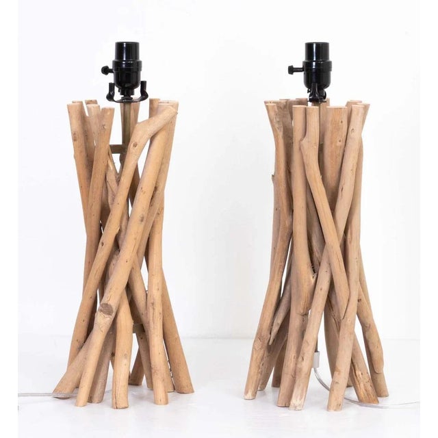 Pair Of Twig Lamps. Rewired with new sockets, cord and plugs. In good working condition. Measures 18.5" to top of socket....