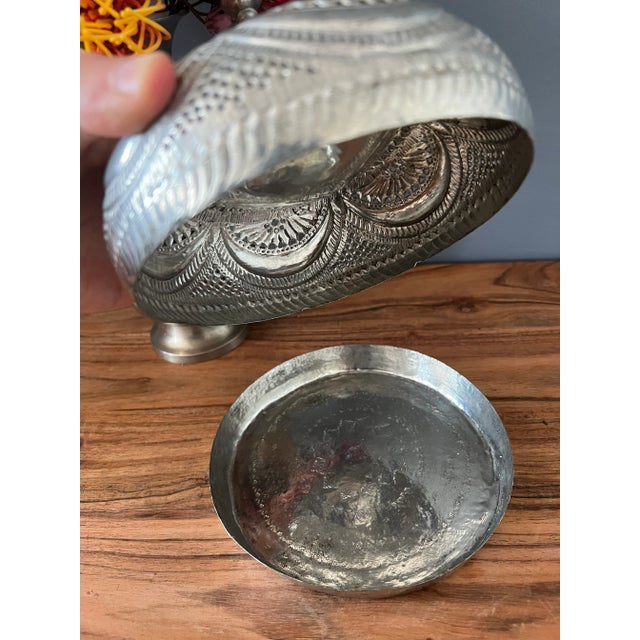 Metal 1910s Antique Islamic Metal Round Shaped Box For Sale - Image 7 of 13