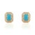 14k Yellow Gold 1.34ct Turquoise Cabochon Diamond Double Halo Stud Earrings- A Pair For Sale - Image 4 of 15