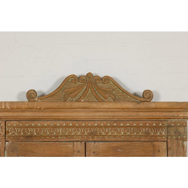 Wood 19th Century Carved Window Retrofitted with Heavy Antiqued Mirror For Sale - Image 7 of 12