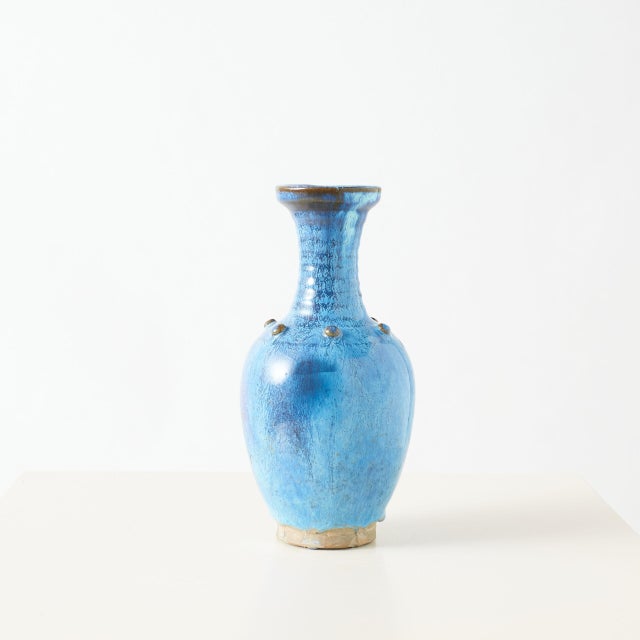 Chinese Blue and Purple Pear-Shaped Porcelain Vase For Sale - Image 3 of 9