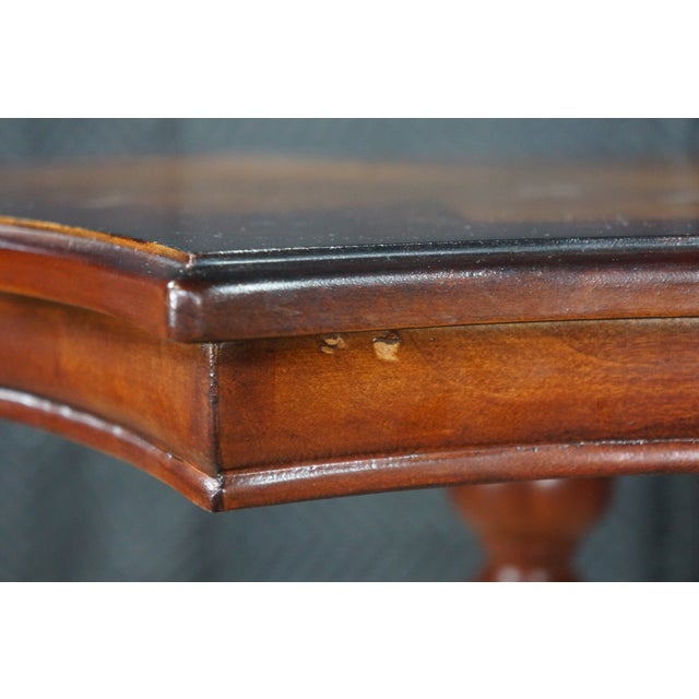 Vintage Georgian Style Scalloped Mahogany Starburst Inlaid Pedestal Side Table For Sale - Image 14 of 18