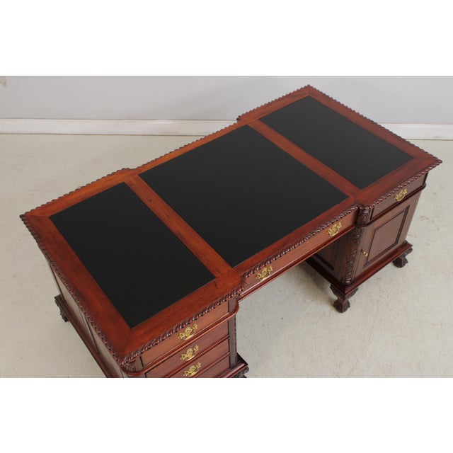 Chippendale Style Ball & Claw Mahogany Partners Desk For Sale - Image 9 of 17