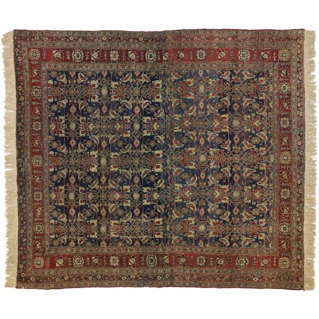 1910s Antique Indian Area Rug - 4′11″ × 5′6″ For Sale - Image 10 of 10