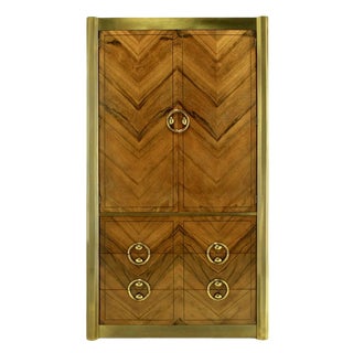 Mastercraft Zebrano Wood and Patinated Brass Tall Wardrobe Cabinet For Sale
