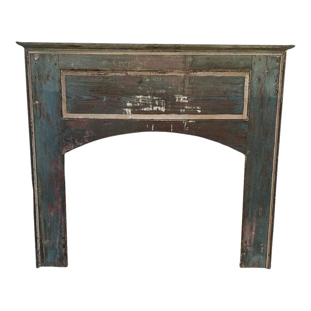 18th- 19th Century North Carolina Yellow Pine Mantle in Original Blue Paint For Sale