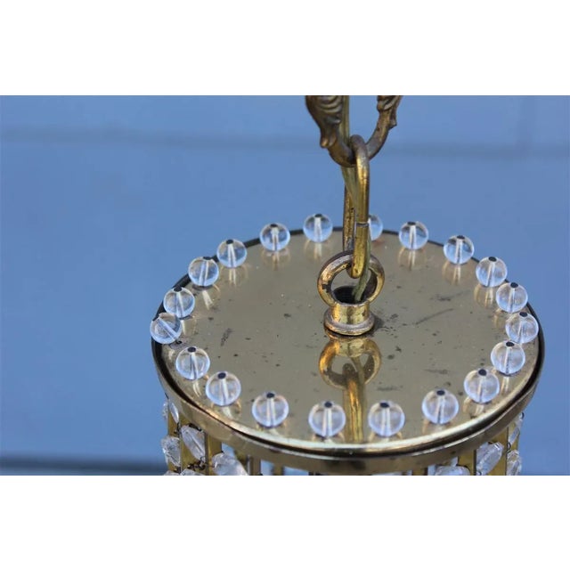 Italian Crystal and Brass Lantern, 1950s For Sale - Image 4 of 9