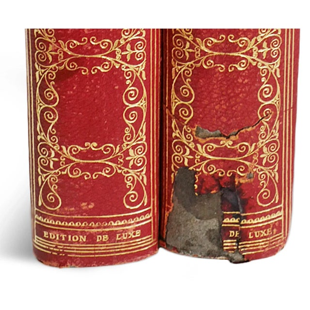 Early 20th Century Antique Red Pair of Books For Sale - Image 5 of 5