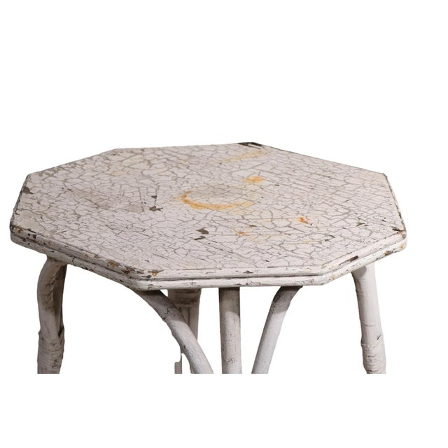 White Vintage Wicker Table in Peely Paint Finish For Sale - Image 8 of 10