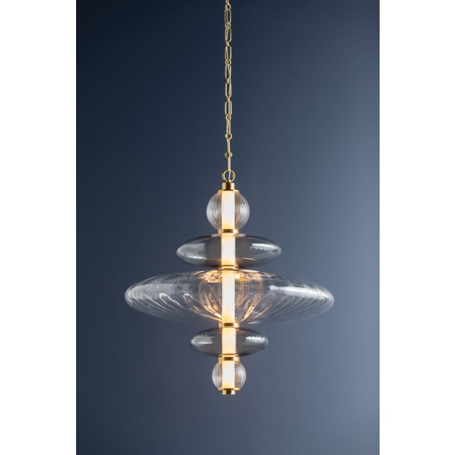 Metal Hudson Valley Lighting Williams 24.75 in. 1 Light Pendant in Aged Brass Finish For Sale - Image 7 of 10