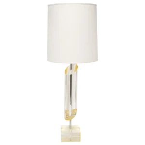 Mid-Century Golden Lucite Architectural Column Lamp