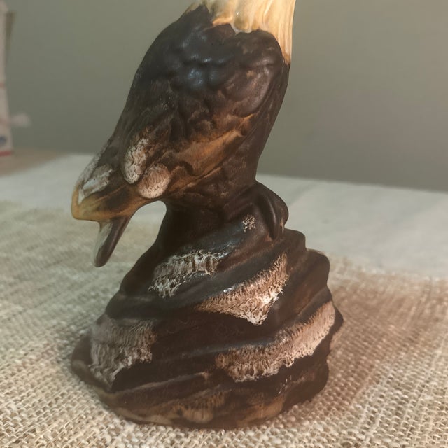 Eagle --1980s Large Glazed Eagle on Rock For Sale In New Orleans - Image 6 of 8