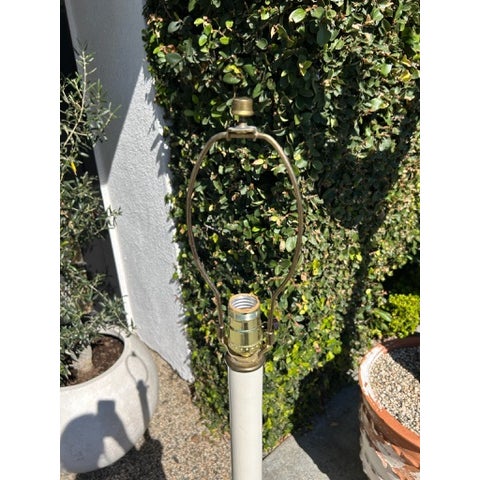 Vintage White Wicker Floor Lamp With Dome Shade For Sale - Image 12 of 14