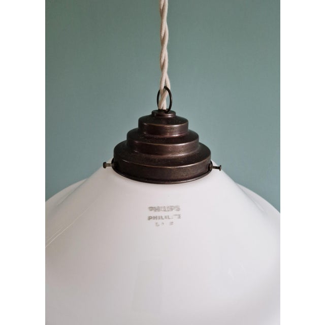 Philips Art Deco Phililite Series Pendant Light in White Opaline Glass from Philips, 1930s For Sale - Image 4 of 14