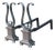 Pair of Architectural Andirons, Patinated Metal For Sale