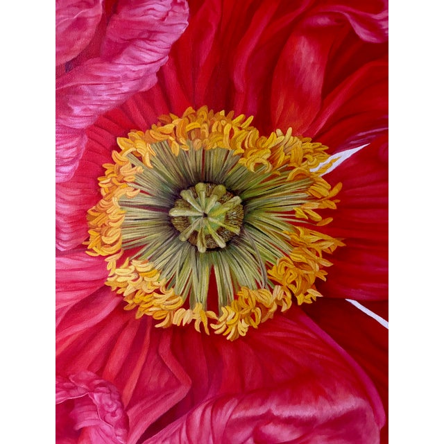 Textile Iceland Poppy Framed Oil on Canvas by Shelly Gurton Titled "Riva" For Sale - Image 7 of 11