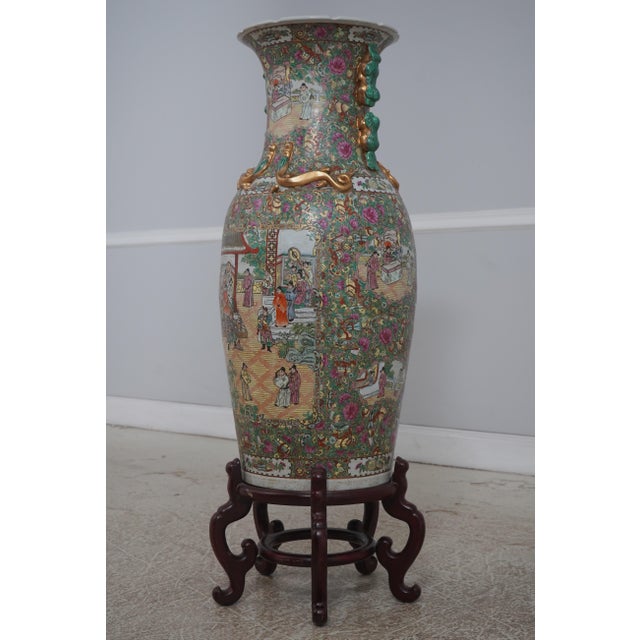Age: Approx: 60 Years Old Details: Vase Is 37 Inches Tall Rose Medallion Pattern Nice Hand Painted Details Condition:...