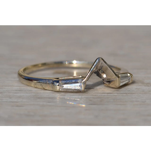 Metal The Anza Vista: Ladies 18K White Gold Angled Diamond Band For Sale - Image 7 of 10