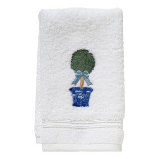 Boxwood Topiary Terry Guest Towel, Embroidered For Sale