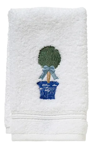 Boxwood Topiary Terry Guest Towel, Embroidered
