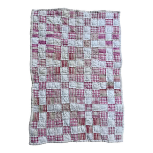 1940s Quilt Hand Stitched Postage Stamp Wall Hanging