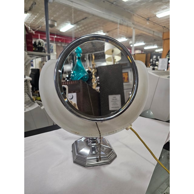 Art Deco Chrome and Glass Light Up Vanity Mirror | Chairish