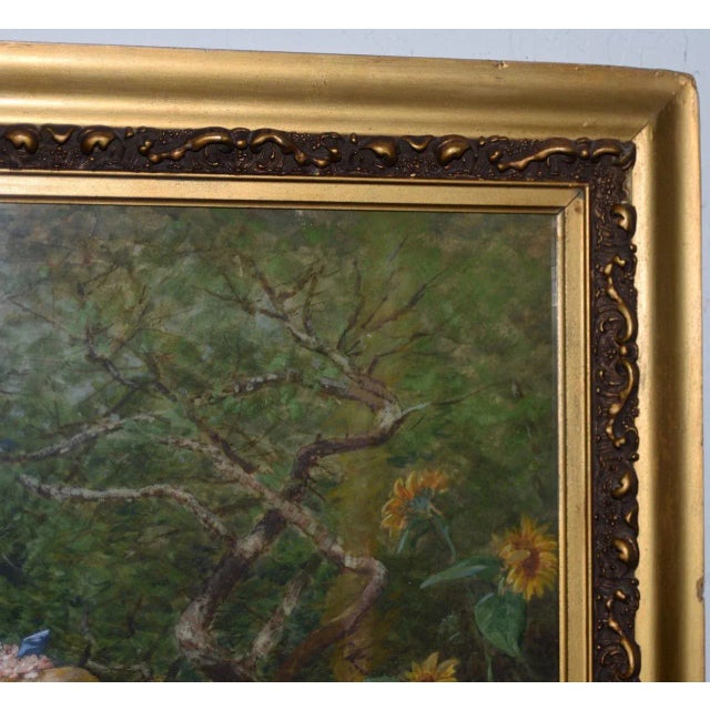 Early 20th C. Watercolor Portrait of an Young Woman at Gardens Gate C.1910 For Sale - Image 4 of 9