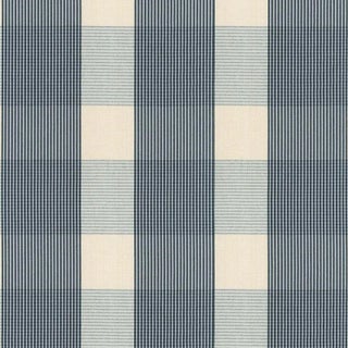Sample - Schumacher Avon Gingham Plaid Fabric in Indigo/Sky For Sale