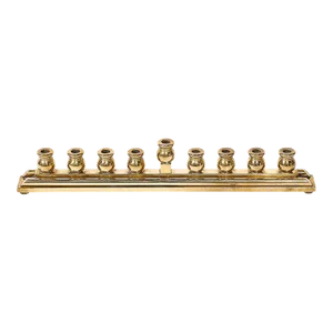 Mid-Century Modernist Brass Menorah Signed Morningstar Metalworks