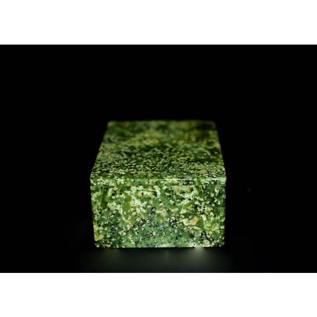 Modern Green Serpentine Gemstone Box Rare Snowflake Serpentine For Sale - Image 3 of 10