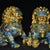 Pair of Vintage Cloisonné Gilt Bronze Guardian Lion Statues With Turquoise Enamel For Sale In Los Angeles - Image 6 of 11