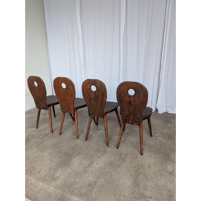 Vintage Brutalist Rustic Farmhouse Dining Chair, 1970s, Set of 4 For Sale - Image 18 of 18