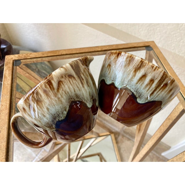 Circa 1960 Canonsburg Ironstone Drip Glaze Pottery Cream and Sugar - Set of 2 For Sale In Austin - Image 6 of 12