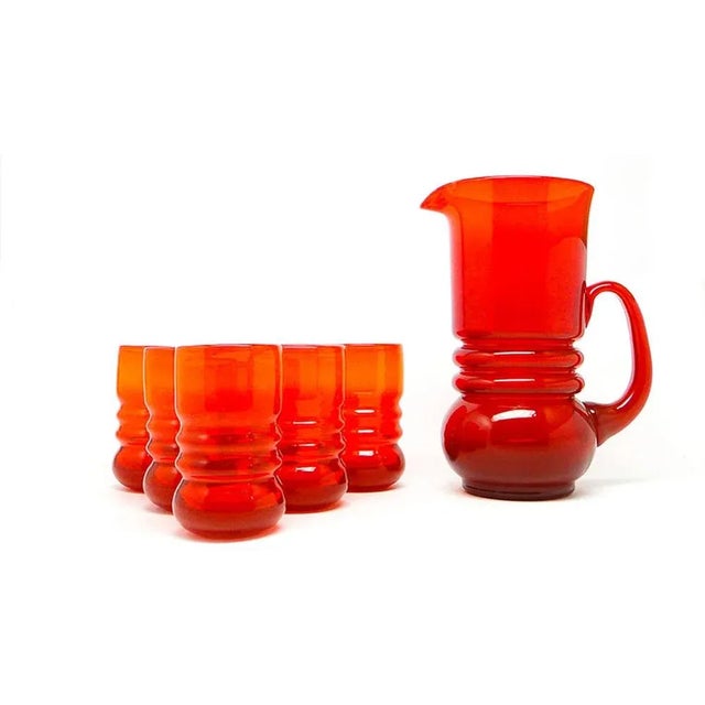 Glass Postmodern Juice Set from Barbara Glassworks, Poland, 1970s, Set of 7 For Sale - Image 7 of 8