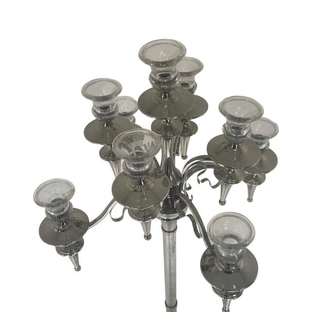 Extra Large 9-Light Floor Lamp with Chromed Metal and Glass Tops For Sale - Image 6 of 9