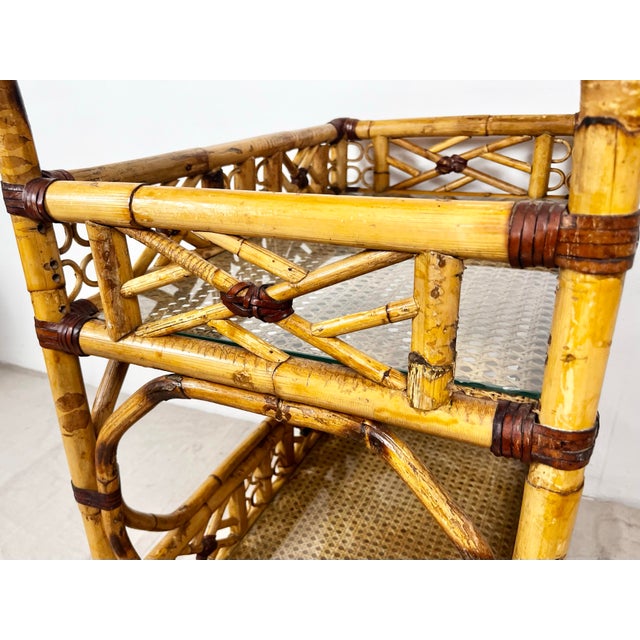 Vintage Brighton Bamboo Rattan Bar Cart For Sale In Tampa - Image 6 of 12