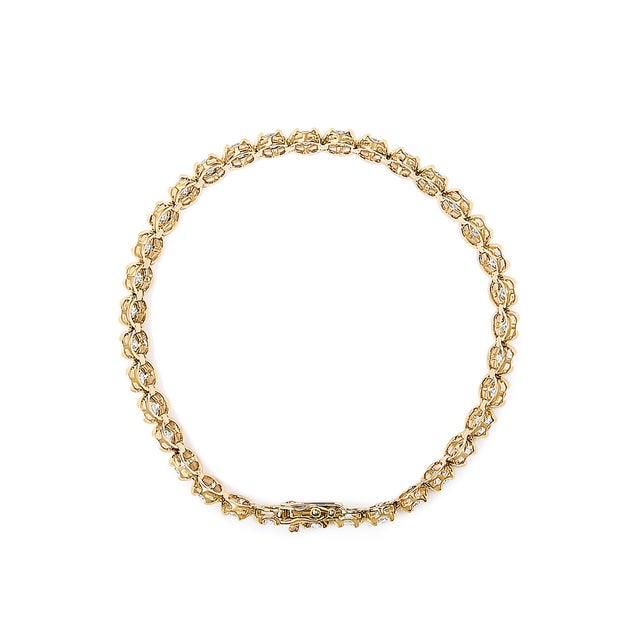 Haus of Brilliance 14K Yellow Gold 5.0 Cttw Diamond Scalloped Link Tennis Bracelet For Sale - Image 4 of 4