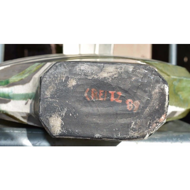 Creitz Signed and Dated 1989 Raku Style Large Vase For Sale - Image 12 of 13