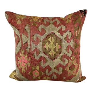 20 x 20 Kilim Pillow Turkish Cushion Natural Green Pillow Cushion Cover For Sale