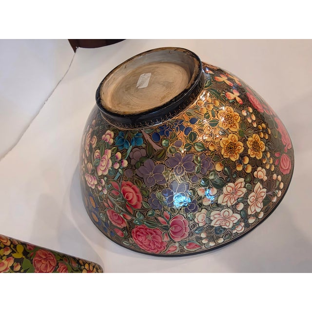 The photo frame measures 5" by 7" by .75" d..the photo area is 4.5" by 3". The large beautiful vintage hand painted bowl...