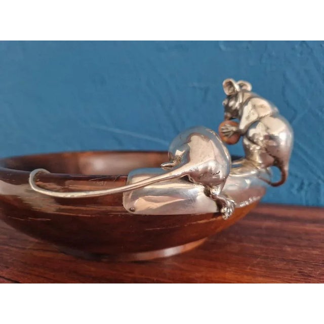 Large Nut Bowl in Precious Wood with 2 Mice from Schleißner Hanau Silber For Sale - Image 6 of 9