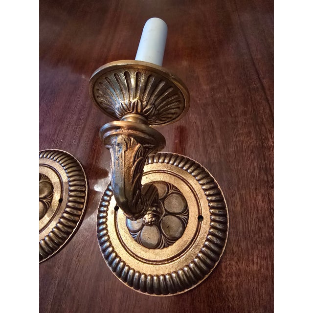 Vintage Mid Century Modern Caldwell Style Pr Sconces For Sale - Image 9 of 11